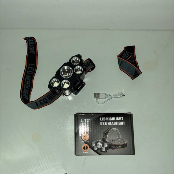 4-Pack 5LED Headlamp Rechargeable with Built in 18650 Headlight Camping USB C - Picture 2 of 11